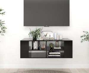 Wall-Mounted TV Cabinet Black 102x35x35 cm Engineered Wood