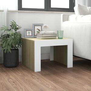 Coffee Table White and Sonoma Oak 50x50x35 cm Chipboard