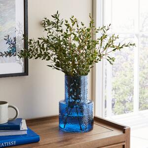 Dimpled Glass Vase Blue