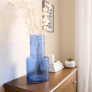 Dimpled Glass Vase Blue