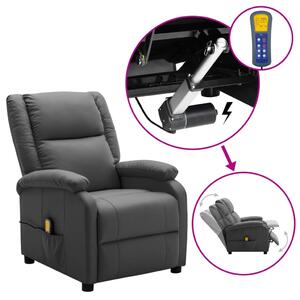 Wing Back Electric Massage Recliner Anthracite Faux Leather