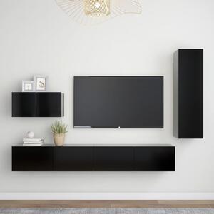 4 Piece TV Cabinet Set Black Chipboard