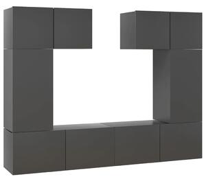 6 Piece TV Cabinet Set Grey Chipboard