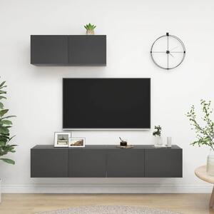 TV Cabinets 3 pcs Grey Chipboard