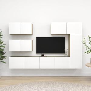 6 Piece TV Cabinet Set White and Sonoma Oak Chipboard