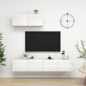 TV Cabinets 3 pcs High Gloss White Engineered Wood
