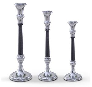 Homescapes Silver Finish Set of Three Candlesticks