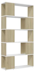 Book Cabinet Room Divider White and Sonoma Oak 80x24x155 cm Engineered Wood