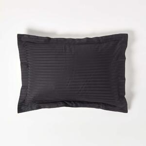 Black Egyptian Cotton Satin Stripe Oxford Pillowcase 330 TC