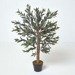 Lifelike Artificial Olive Fruit Tree with Real Wooden Stem, 90cm tall