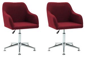 Swivel Dining Chairs 2 pcs Wine Red Fabric
