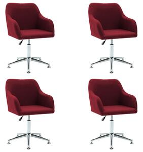 Swivel Dining Chairs 4 pcs Wine Red Fabric