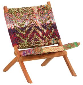 Folding Chindi Chair Multicolours Fabric
