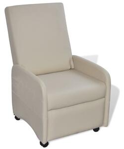Cream Foldable Recliner Artificial Leather