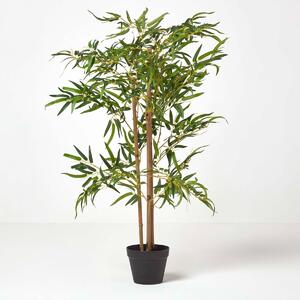 Tall Lifelike Artificial Bamboo Plant in Pot with Real Bamboo Stems