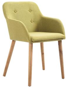 Dining Chairs 2 pcs Green Fabric and Solid Oak Wood