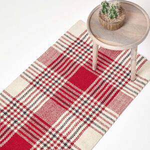 Homescapes Walker Red Tartan Check Non-Slip 100% Wool Hall Runner, 66 x 200 cm