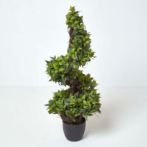 Homescapes Green Artificial Bay Tree Spiral Shape in Pot, 4 Ft