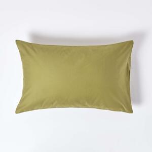 Homescapes Olive Green Cotton Housewife Pillowcase 1000 TC, Standard