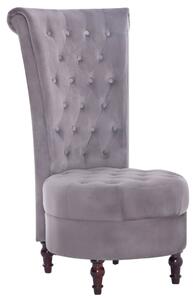 High Back Chair Grey Velvet