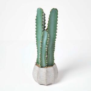 Hylocereus Artificial Cactus In Decorative Textured Stone Pot, 49 cm Tall