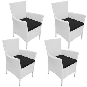 Garden Chairs 4 pcs with Cushions Poly Rattan Cream White