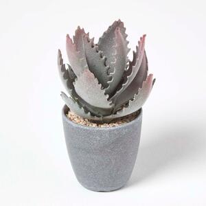 Aloe Vera Purple and Green Artificial Succulent In Pot, 21cm Tall