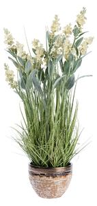 White Artificial Lavender Plant Decorative Metallic Pot, 66 cm Tall