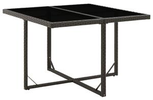 Garden Table Black 109x107x74 cm Poly Rattan and Glass