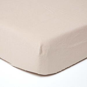 Homescapes Natural Linen Fitted Sheet, Small Double