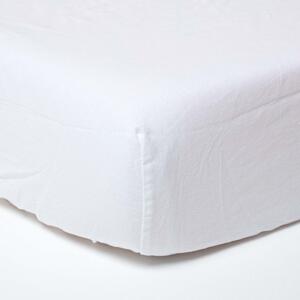 Homescapes White Linen Deep Fitted Sheet, Double