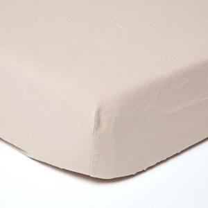 Homescapes Natural Linen Deep Fitted Sheet, Double