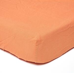 Homescapes Burnt Orange Linen Deep Fitted Sheet, Super King