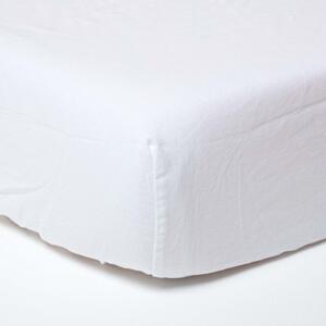 Homescapes White Linen Fitted Sheet, Single