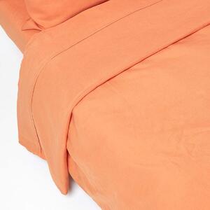 Homescapes Burnt Orange Linen Flat Sheet, Single