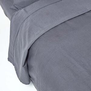 Homescapes Dark Grey Linen Flat Sheet, Super King