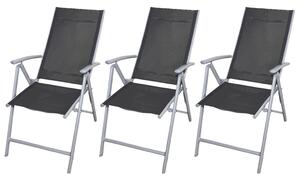 Folding Garden Chairs 3 pcs Aluminium Black