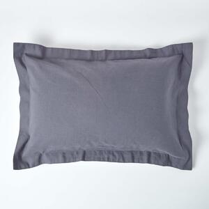 Homescapes Dark Grey Linen Oxford Pillowcase, Standard