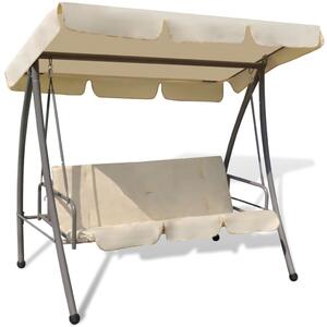 Outdoor Swing Chair with Canopy Sand White