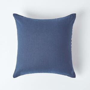 Homescapes Navy Blue European Linen Pillowcase, 40 x 40 cm