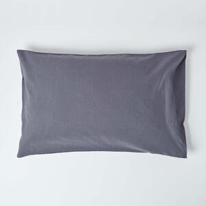 Homescapes Dark Grey Linen Housewife Pillowcase, Standard