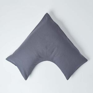 Homescapes Dark Grey Linen V Shaped Pillowcase