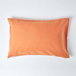 Homescapes Burnt Orange Linen Housewife Pillowcase, Standard