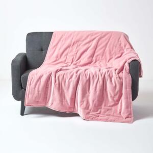 Luxury Soft Cotton Dusky Pink Velvet Throw Blanket 125 x 150 cm