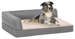 Ergonomic Dog Bed Mattress 90x64 cm Linen Look Fleece Grey
