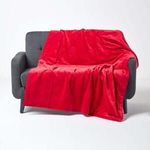 Homescapes Luxury Soft Cotton Red Velvet Throw Blanket 150 x 200 cm