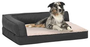 Ergonomic Dog Bed Mattress 75x53 cm Linen Look Fleece Dark Grey