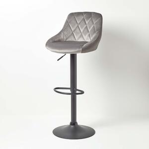 Henley Grey Velvet Faux Leather Adjustable Swivel Barstool 60-80cm