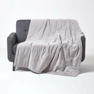 Luxury Soft Cotton Silver Grey Velvet Throw Blanket 125 x 150 cm