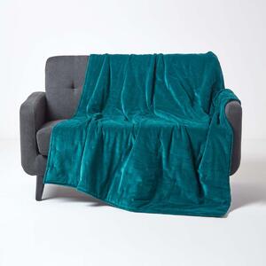 Luxury Soft Cotton Teal Green Velvet Throw Blanket 125 x 150 cm